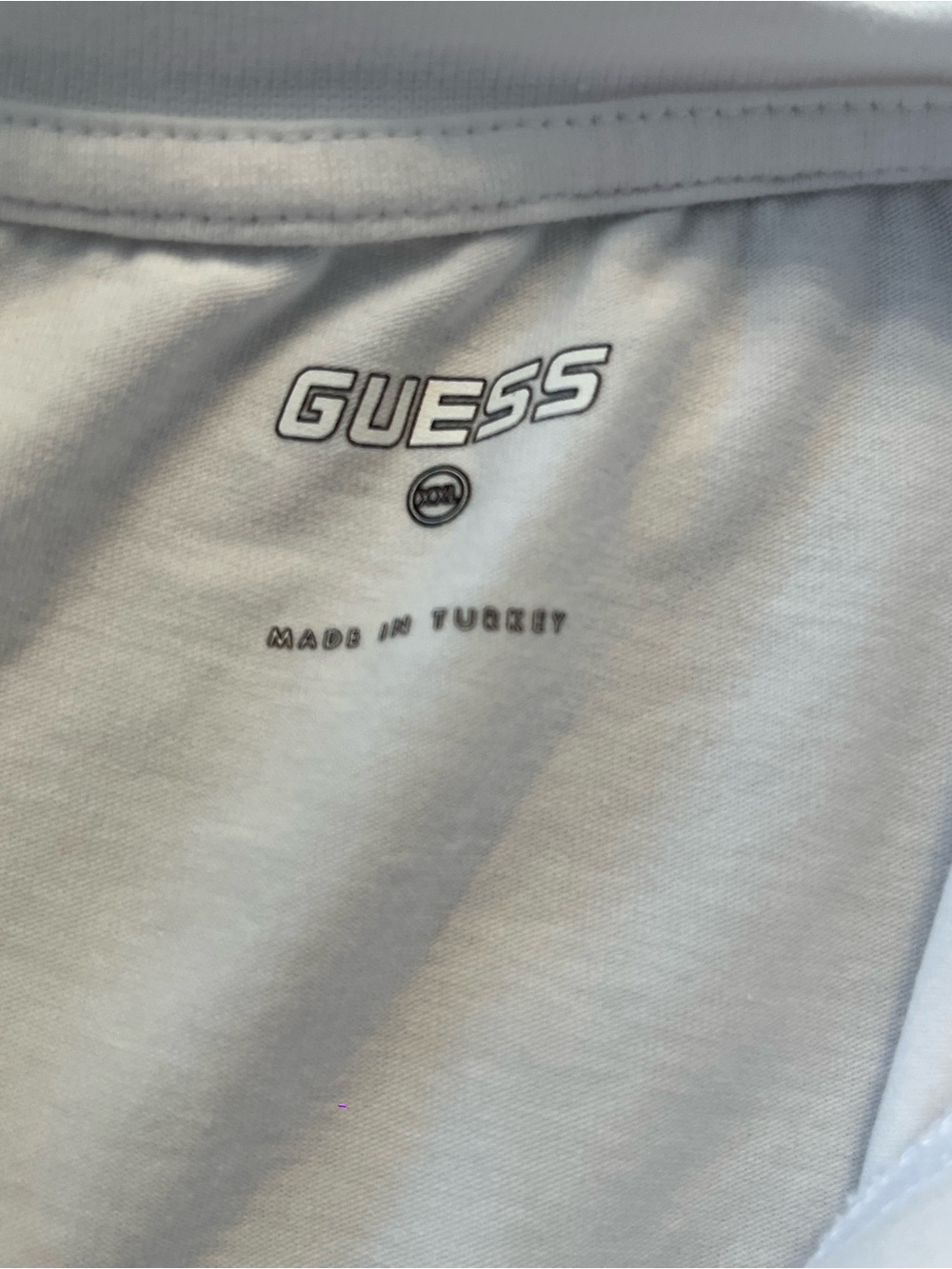 GUESS White Short-Sleeve Logo Tee with Black Lettering